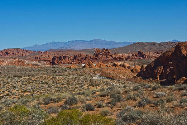 Landscape with rock formations in Valley of Fire State Park, Nevada, USA