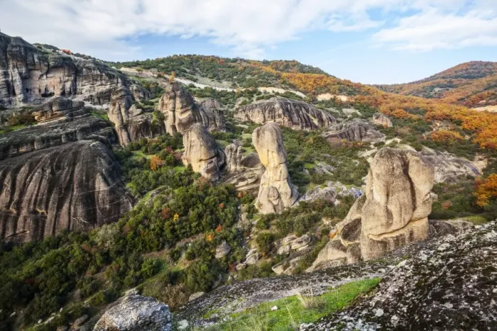 Framed Print : Landscape of rugged cliffs and autumn foliage Framed Print : Landscape of rugged cliffs and autumn foliage