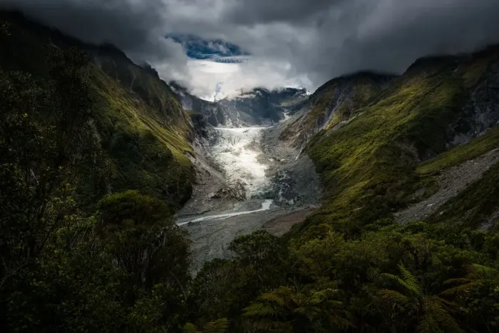 Framed Print : Landscape view over Fox glacier