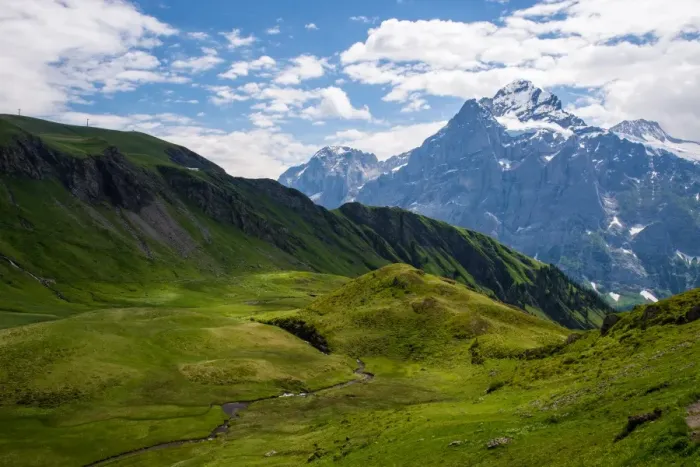 Framed Print : Landscape view of Grindelwald-First hiking route