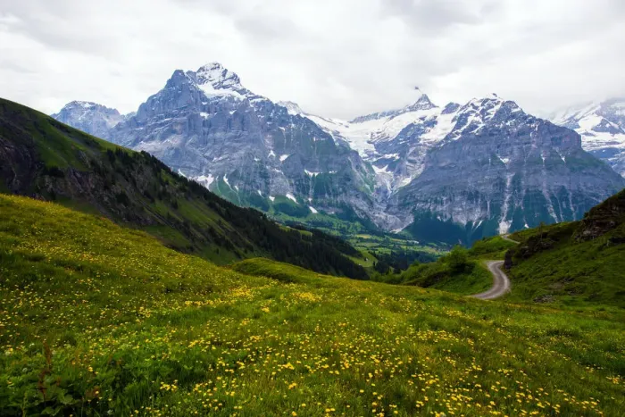 Framed Print : Landscape view of Grindelwald-First hiking route Framed Print : Landscape view of Grindelwald-First hiking route