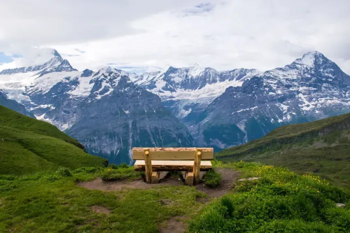 Framed Print : Landscape view of Grindelwald-First hiking route