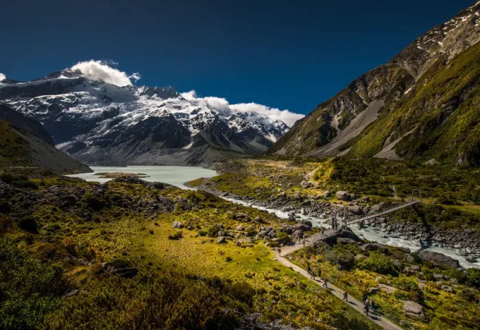 Framed Print : Landscape view of The Hooker trail at Mt. Cook Framed Print : Landscape view of The Hooker trail at Mt. Cook