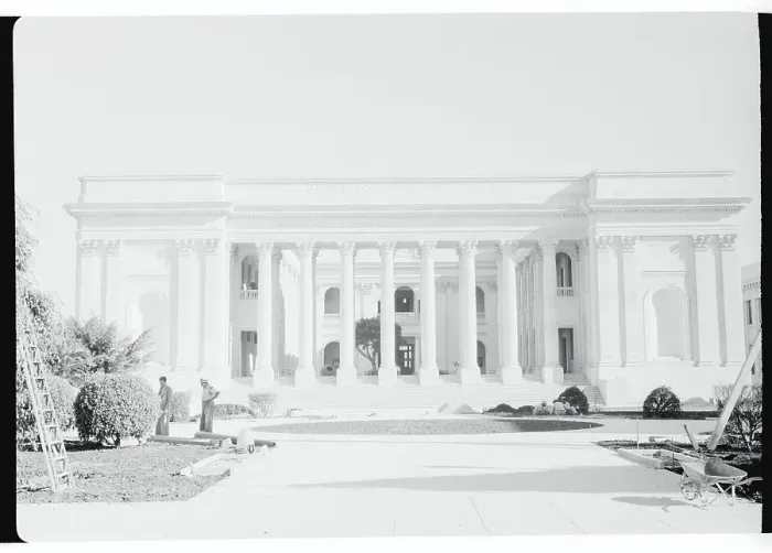 Framed Print : Landscapers Working on Exterior of University Framed Print : Landscapers Working on Exterior of University