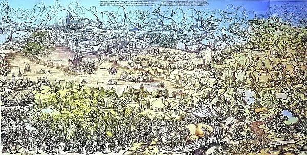 The landscapes around Lake Constance, Germany, at the end of the 15th century, Historical, digitally restored reproduction from a 19th century original