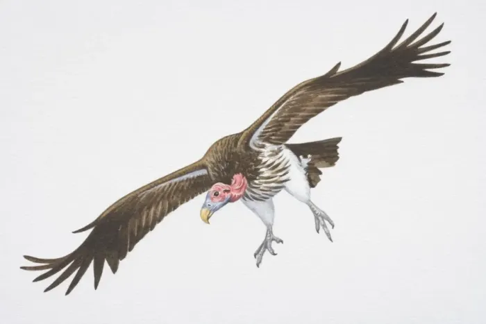Framed Print : Lappet-faced or Nubian Vulture (Aegypius tracheliotus), brown wings spread in flight