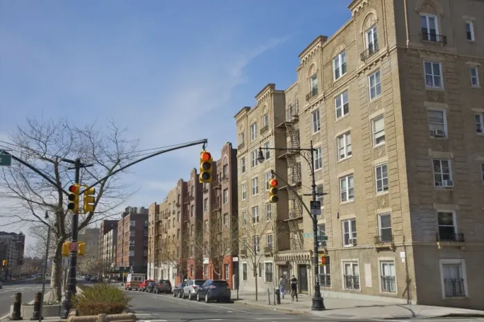 Framed Print : Large apartment buildings facing boulevard Framed Print : Large apartment buildings facing boulevard