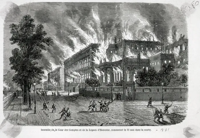 Framed Print : Large Blgs In Flames Panicked People Framed Print : Large Blgs In Flames Panicked People