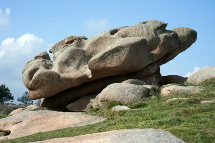 Framed Print : Large boulder lying diagonally on a slope, Cote de Granit Rose, Brittany, France, Europe Framed Print : Large boulder lying diagonally on a slope, Cote de Granit Rose, Brittany, France, Europe