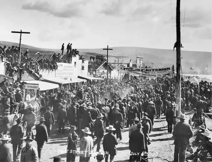 Framed Print : Large Crowd in Dawson City Framed Print : Large Crowd in Dawson City