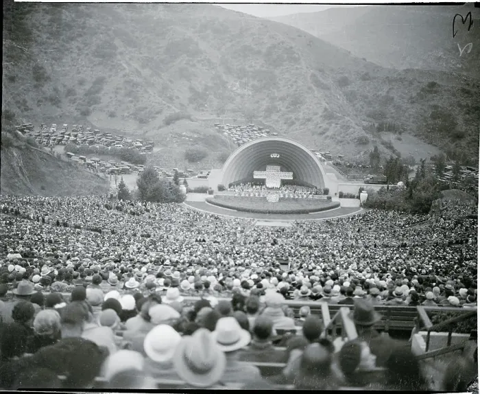 Framed Print : Large Crowd Gathering for Easter Service