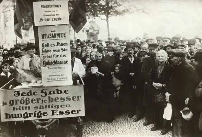 Framed Print : Large Crowd of Germans Waiting for Food Framed Print : Large Crowd of Germans Waiting for Food