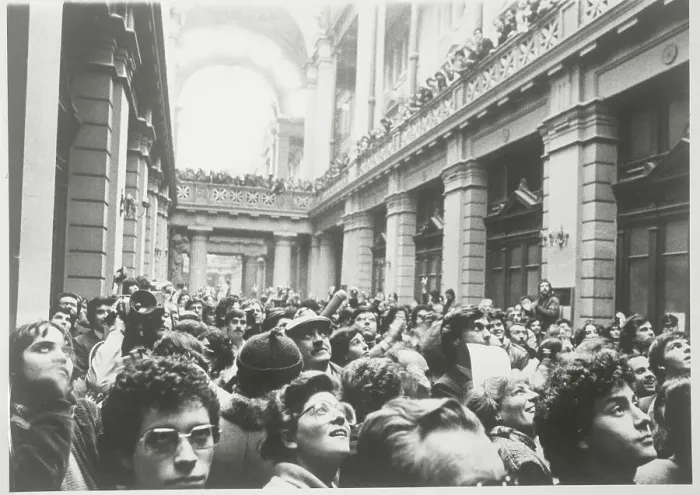 Framed Print : Large Crowd Inside Chilean Building Framed Print : Large Crowd Inside Chilean Building