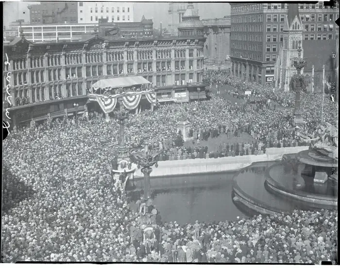 Framed Print : Large Crowd at Political Gathering