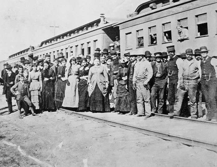 Framed Print : Large Crowd Posing in Different Costumes Framed Print : Large Crowd Posing in Different Costumes