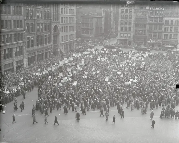 Framed Print : Large Crowd of Reds with Signs in Union Square Framed Print : Large Crowd of Reds with Signs in Union Square