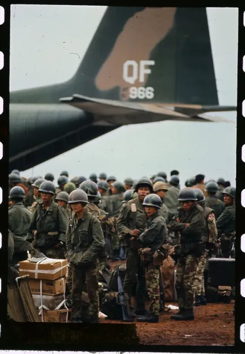 Framed Print : Large Crowd of Soldiers Standing Near Military Aircraft Framed Print : Large Crowd of Soldiers Standing Near Military Aircraft