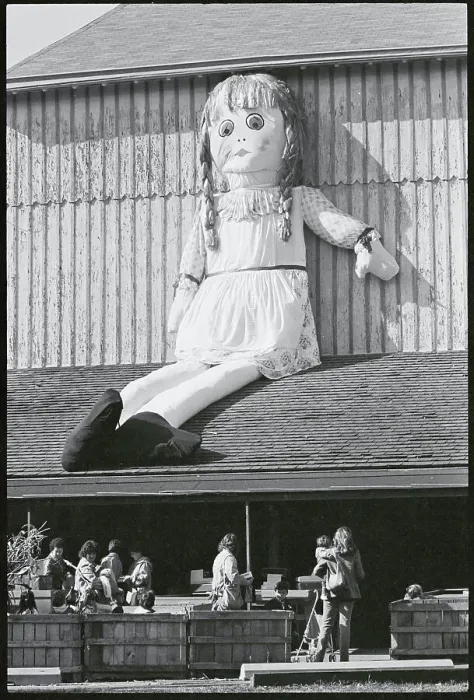 Framed Print : Large Doll Sitting Atop Lincoln Orchards Building Framed Print : Large Doll Sitting Atop Lincoln Orchards Building