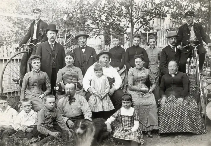 Framed Print : Large Family Assembled In Backyard Framed Print : Large Family Assembled In Backyard