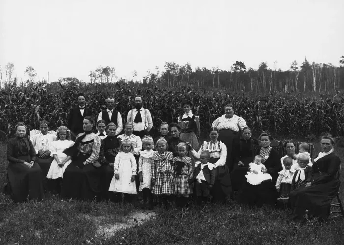Framed Print : Large Family Group In Corn Field Framed Print : Large Family Group In Corn Field