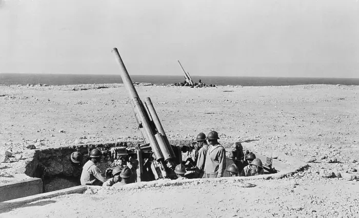 Framed Print : Large Italian Guns Positioned Under Ground for Firing Framed Print : Large Italian Guns Positioned Under Ground for Firing