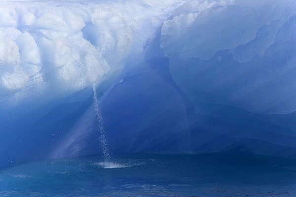 large, massive, walls, slopes, waterfall, towers, iceberg, chunks, blue, floating
