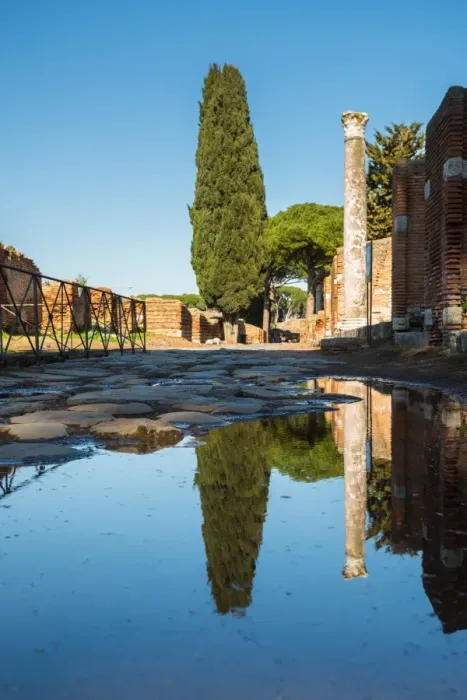 Framed Print : A large puddle in the ruins of the Ancient Roman harbour city of Ostia Antica in Rome, Italy Framed Print : A large puddle in the ruins of the Ancient Roman harbour city of Ostia Antica in Rome, Italy