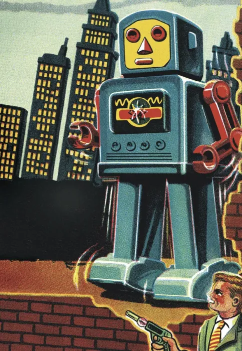 Framed Print : Large Robot in the City Framed Print : Large Robot in the City