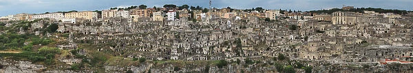 Large Size Panoramic Of Matera And Its Gravina, With Stone Age Cave Dwellings, UNESCO World Heritage Site In Southern Italy