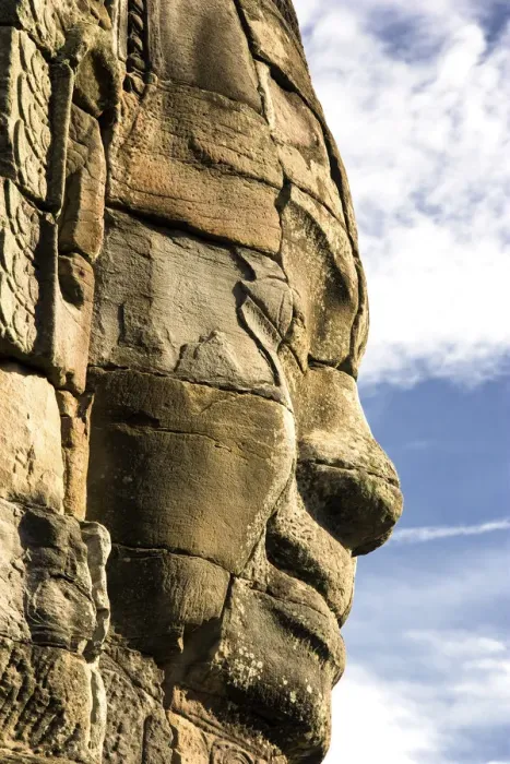 Framed Print : Large stone face in Bayon temple Framed Print : Large stone face in Bayon temple