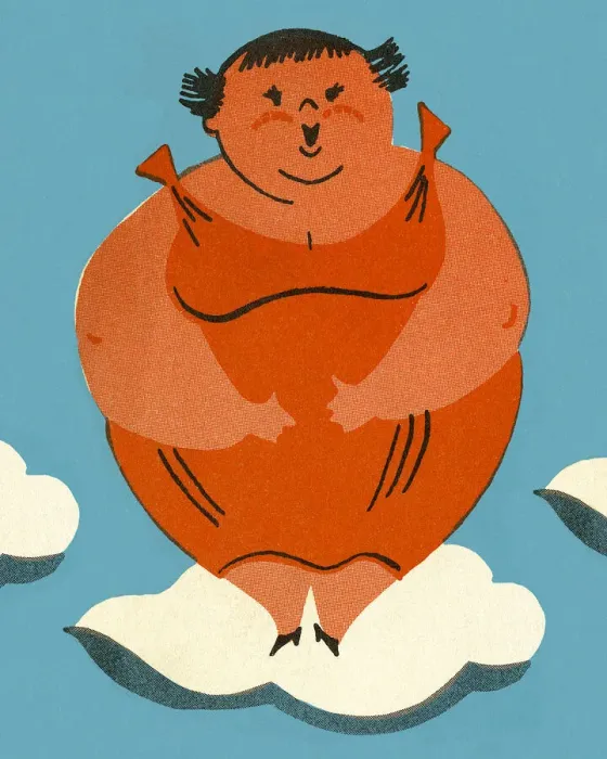 Framed Print : Large Woman Standing on a Cloud Framed Print : Large Woman Standing on a Cloud