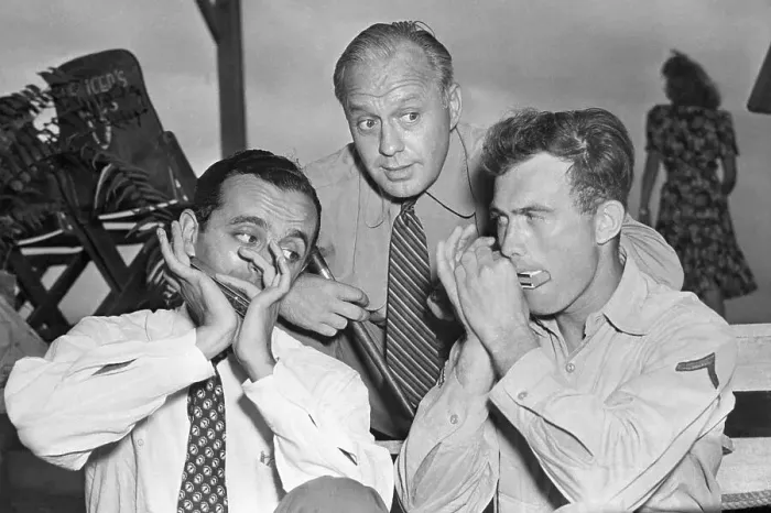 Framed Print : Larry Adler, Jack Benny, and Soldier Framed Print : Larry Adler, Jack Benny, and Soldier
