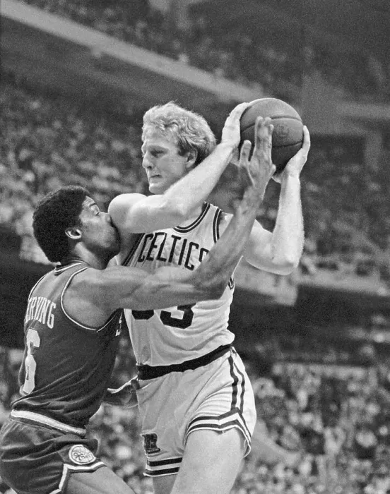Framed Print : Larry Bird Defending Against Julius Erving Framed Print : Larry Bird Defending Against Julius Erving