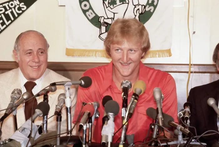 Framed Print : Larry Bird at News Conference After Signing Framed Print : Larry Bird at News Conference After Signing