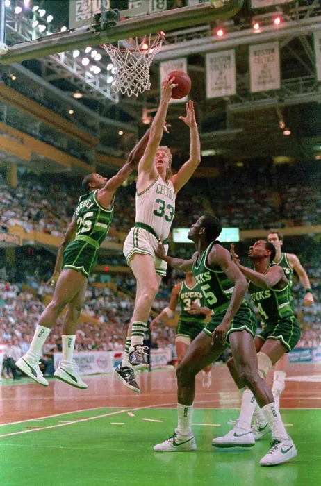 Framed Print : Larry Bird in Playoff Action Against the Milwaukee Bucks Framed Print : Larry Bird in Playoff Action Against the Milwaukee Bucks