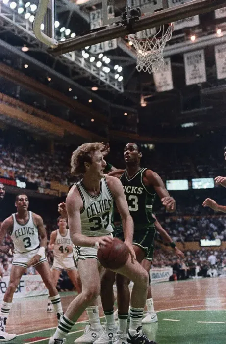 Framed Print : Larry Bird in Playoff Action Against the Milwaukee Bucks Framed Print : Larry Bird in Playoff Action Against the Milwaukee Bucks