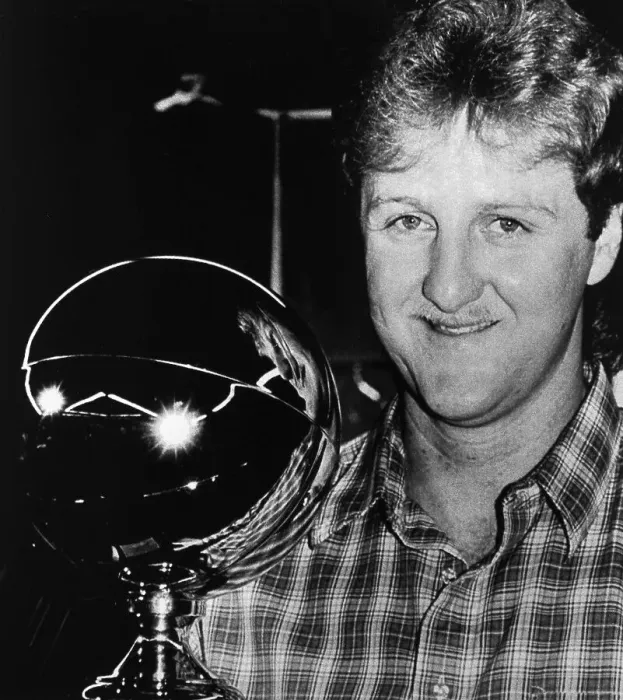 Framed Print : Larry Bird Next to Playoff MVP Award Framed Print : Larry Bird Next to Playoff MVP Award