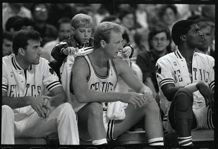 Framed Print : Larry Bird Relaxing on Bench Framed Print : Larry Bird Relaxing on Bench