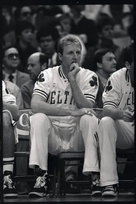 Framed Print : Larry Bird Watching From Bench