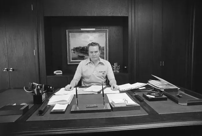 Framed Print : Larry Flynt Behind Desk Framed Print : Larry Flynt Behind Desk