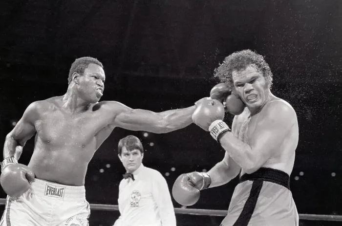 Framed Print : Larry Holmes Punches Randy Tex Cobb