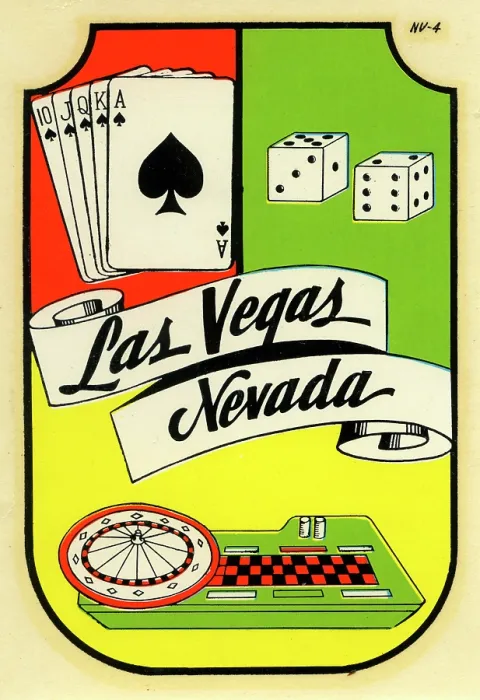 Framed Print : Las Vegas. USA - 1965: A decal for Las Vegas, Nevada from 1965 in USA Framed Print : Las Vegas. USA - 1965: A decal for Las Vegas, Nevada from 1965 in USA