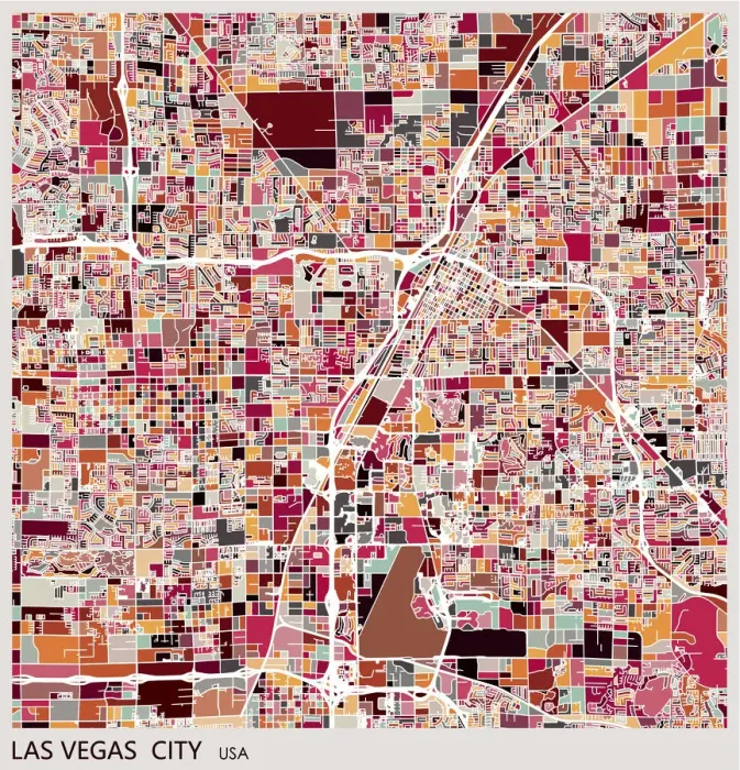 Framed Print : Las vegas city art map background