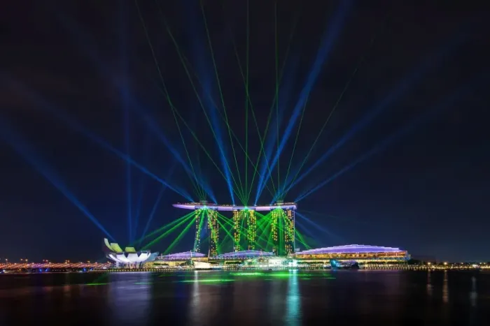 Framed Print : Laser show in Singapore Framed Print : Laser show in Singapore