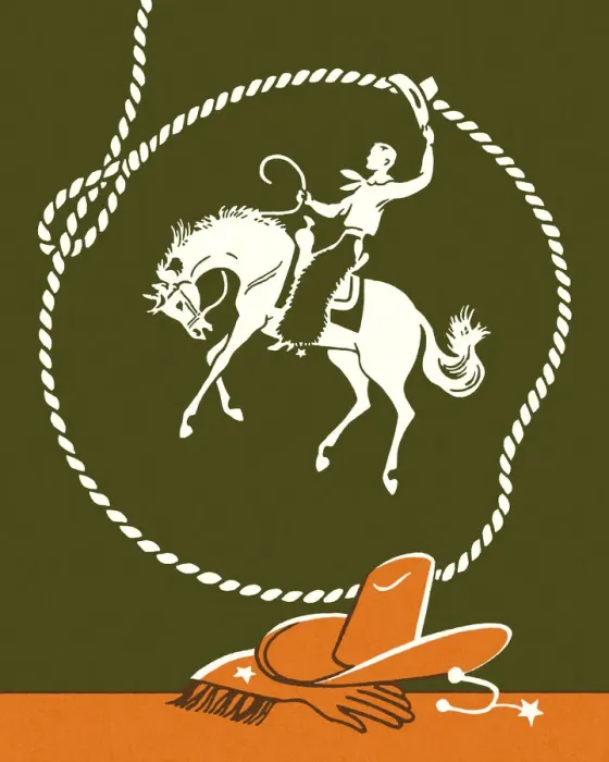 Framed Print : Lasso and Cowboy Riding a Horse Framed Print : Lasso and Cowboy Riding a Horse