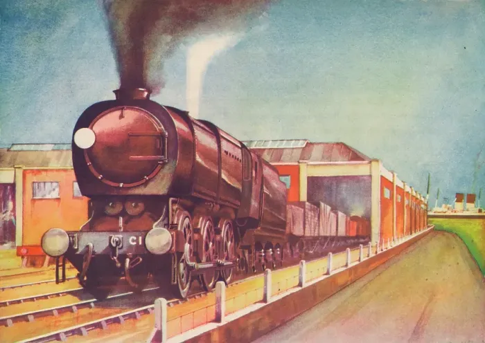 Framed Print : Latest Austerity Freight Engine, S.R. at Southampton Docks, 1940 Framed Print : Latest Austerity Freight Engine, S.R. at Southampton Docks, 1940