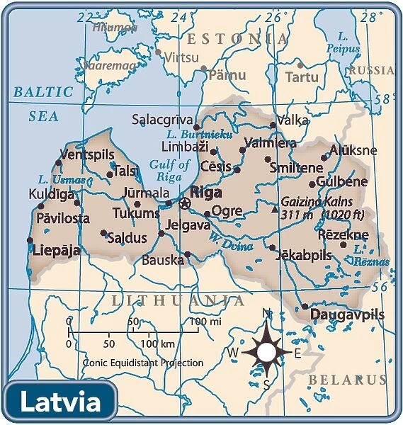 Latvia country map