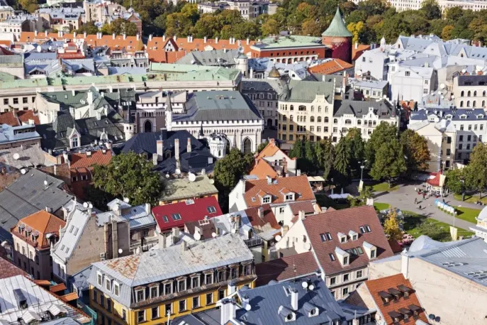 Framed Print : Latvia, Riga, City architecture with Powder Tower