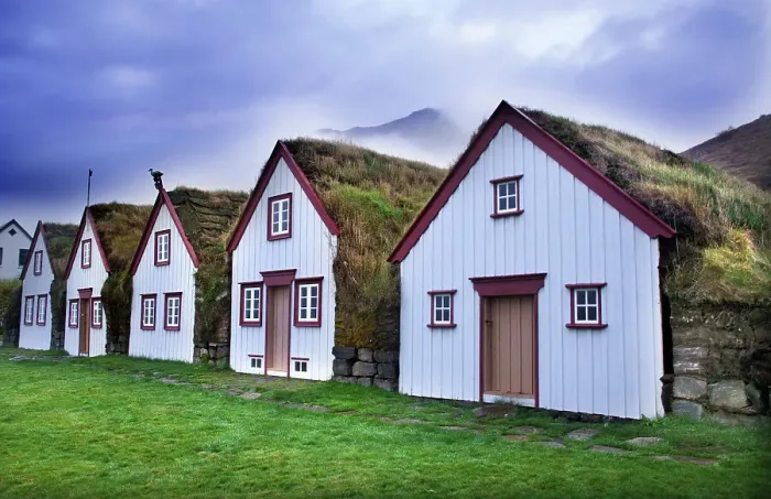 Framed Print : Laufas Turf Houses Framed Print : Laufas Turf Houses