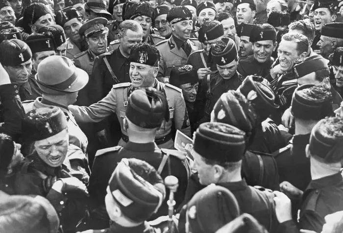 Framed Print : Laughing Mussolini Slaps Man On Shoulder Framed Print : Laughing Mussolini Slaps Man On Shoulder